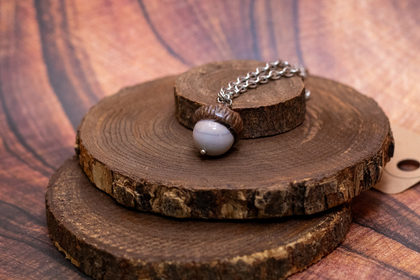 Agate Acorn Pendant Necklaces