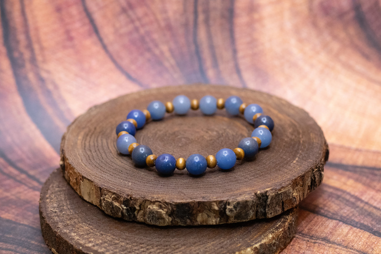 Aventurine and Wood Elastic Bracelet