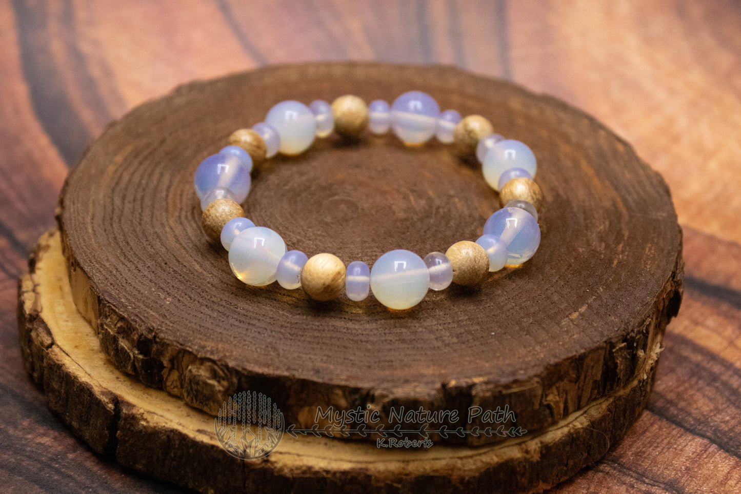 Opalite and Wood Elastic Bracelet