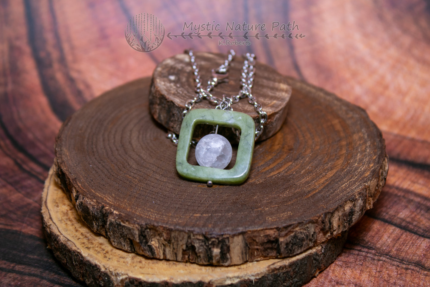 Dark Serpentine Gemstone Bead Fidget Necklace