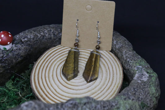 Large Tiger’s Eye Dangly Earrings