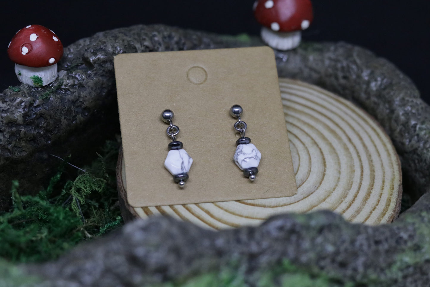 Howlite and Hematite Earrings