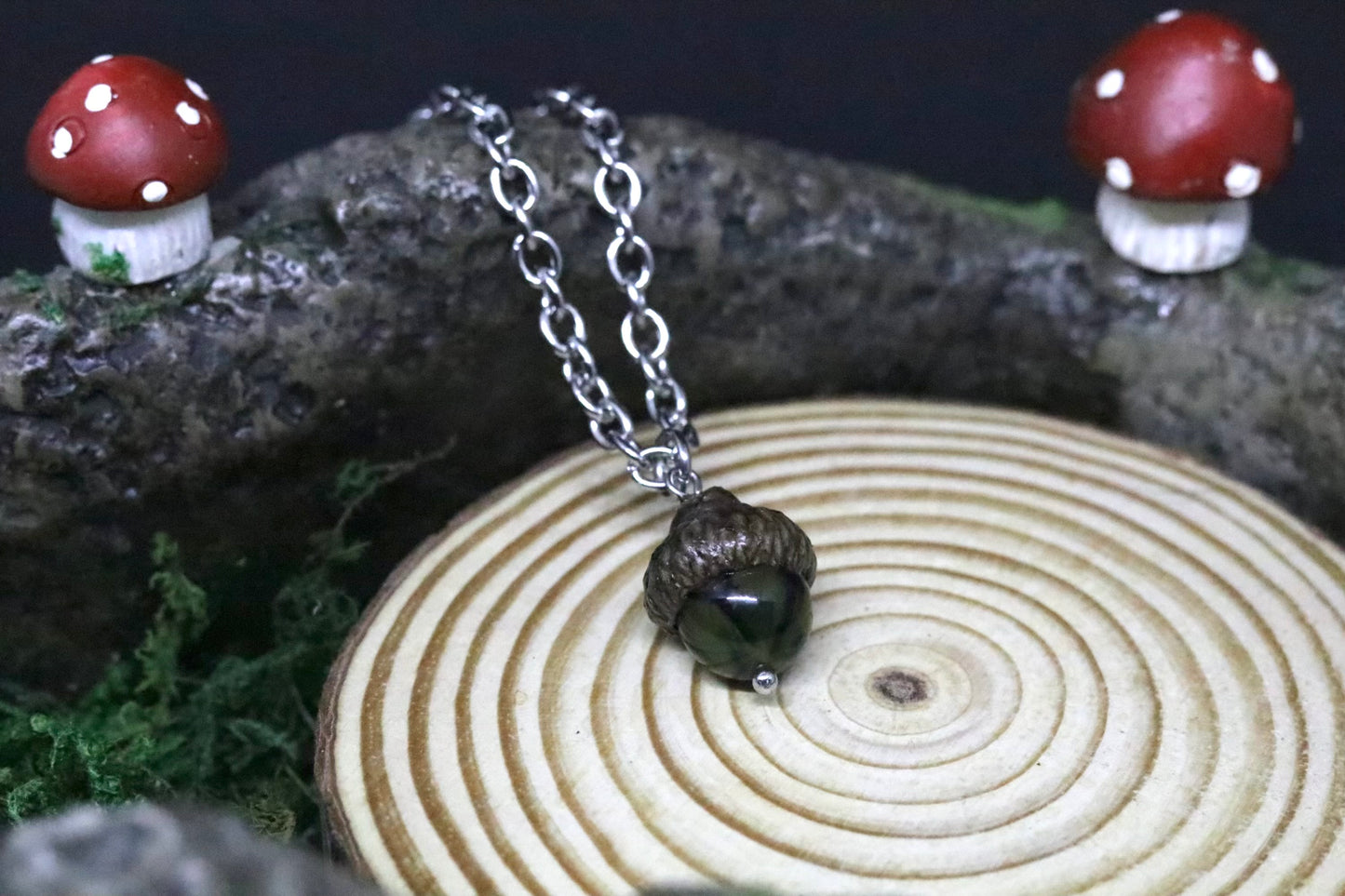 Gemstone Acorn Pendant Necklace