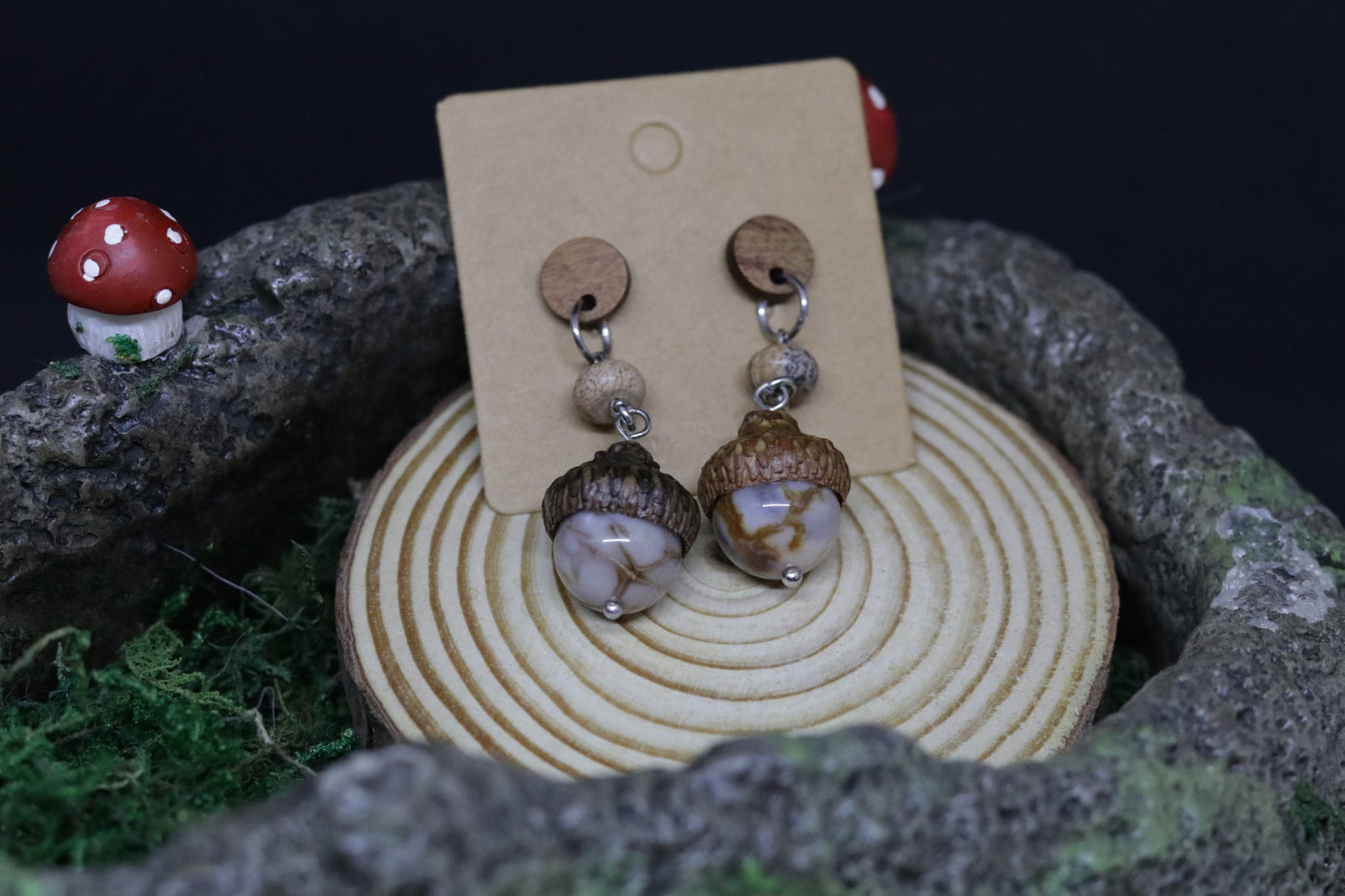 Agate Acorn Earrings