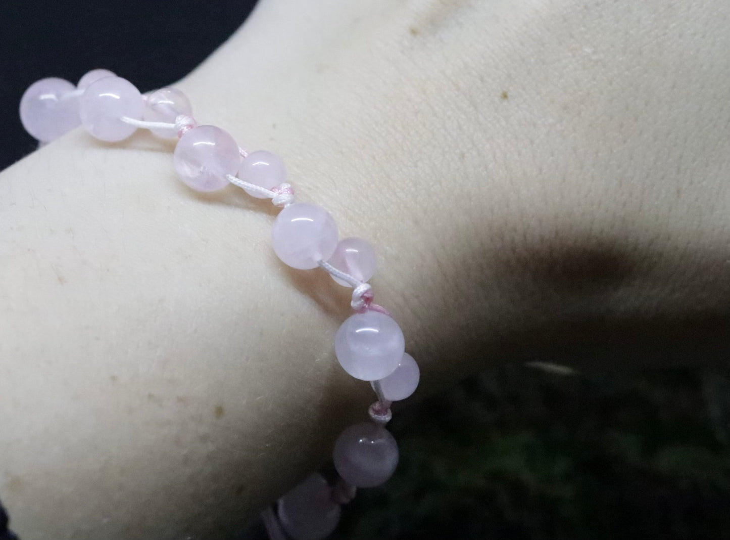 Pink and White Rose Quartz Macrame Bracelet/Anklet