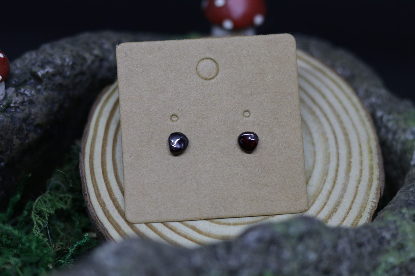 Dainty Garnet Stud Earrings