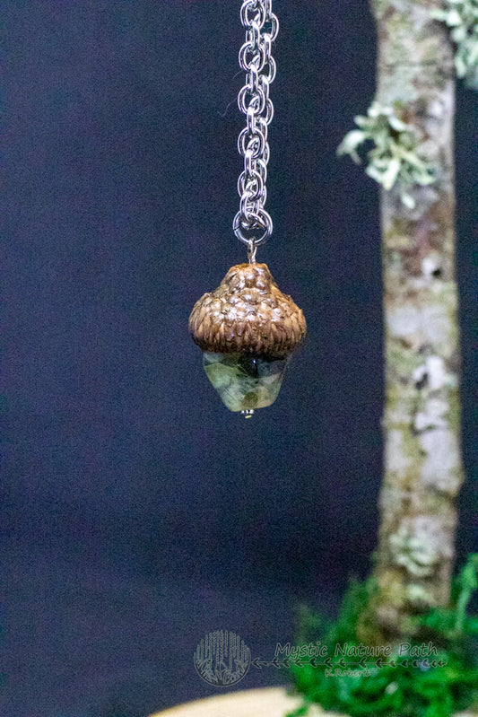 Prehnite Acorn Pendant Necklace