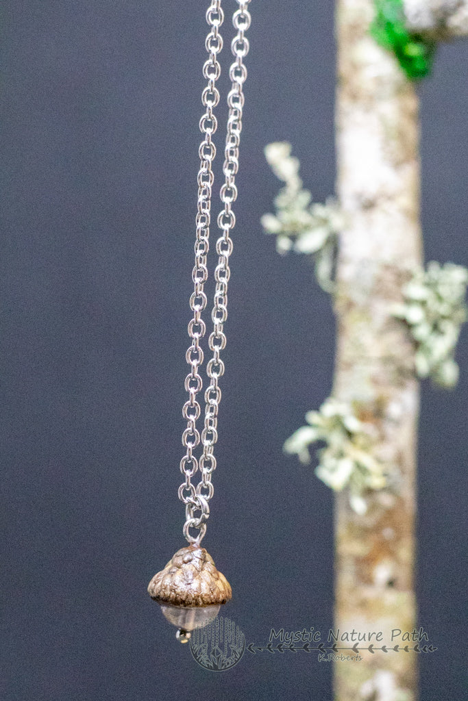 Dainty Gemstone Acorn Pendant Necklace