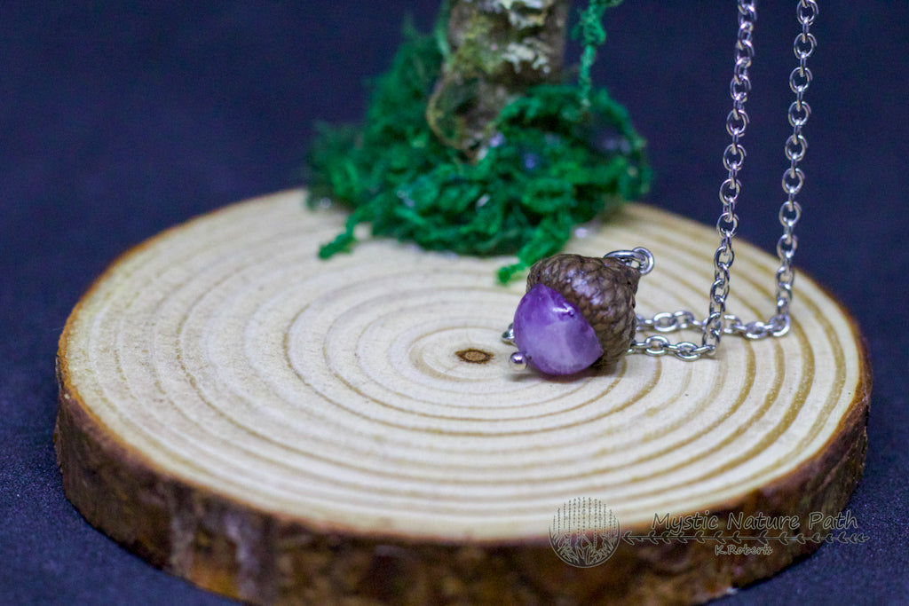 Gemstone Acorn Pendant Necklace