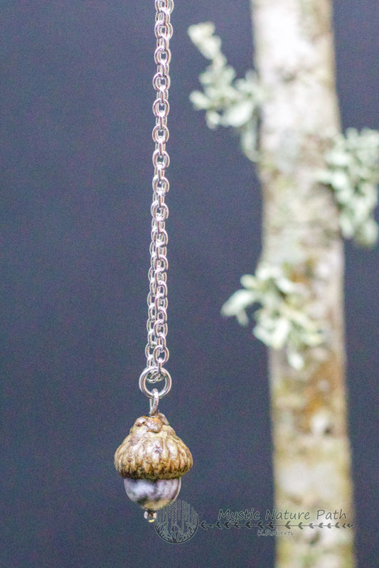 Dainty Gemstone Acorn Pendant Necklace