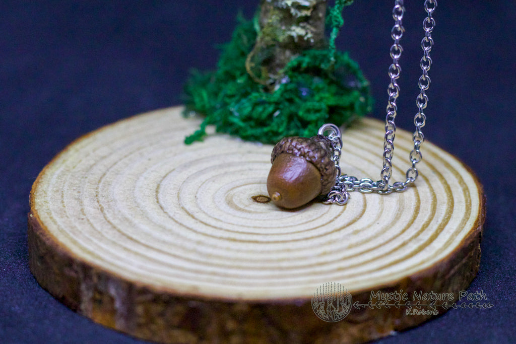 Real Acorn Pendant Necklace