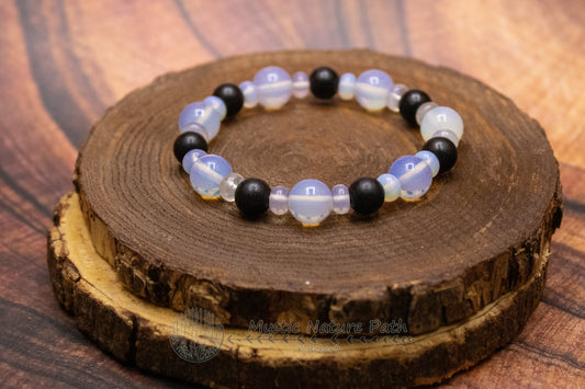 Opalite and Wood Elastic Bracelet