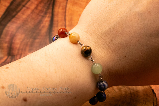 Rainbow Beaded Chain Bracelet