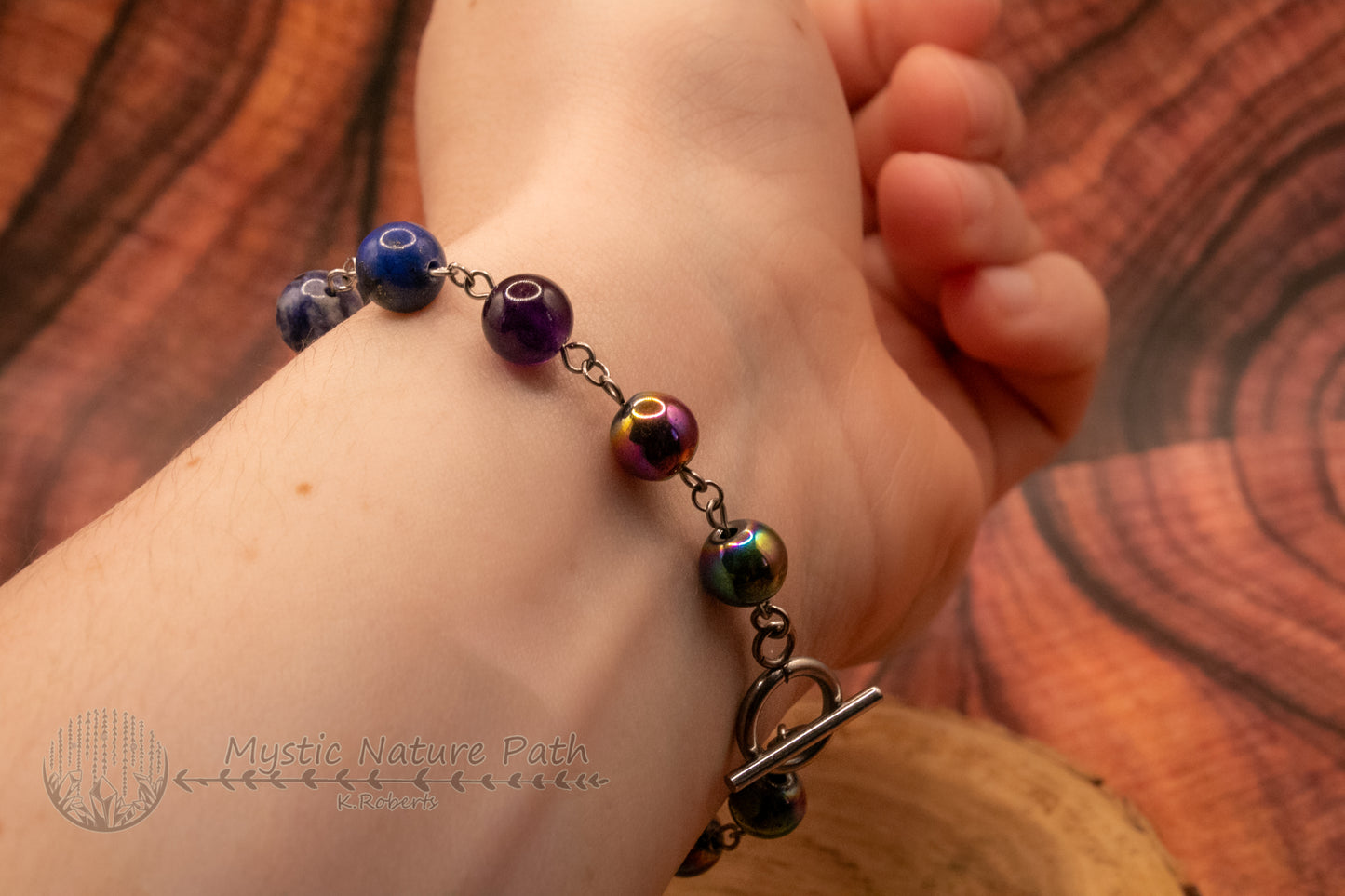 Rainbow Beaded Chain Bracelet