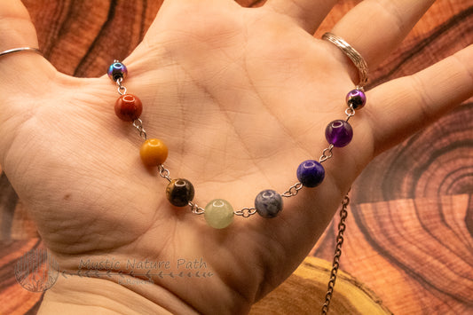 Rainbow Beaded Chain Necklace
