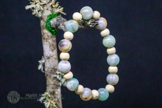 Amazonite and Wood Elastic Bracelet