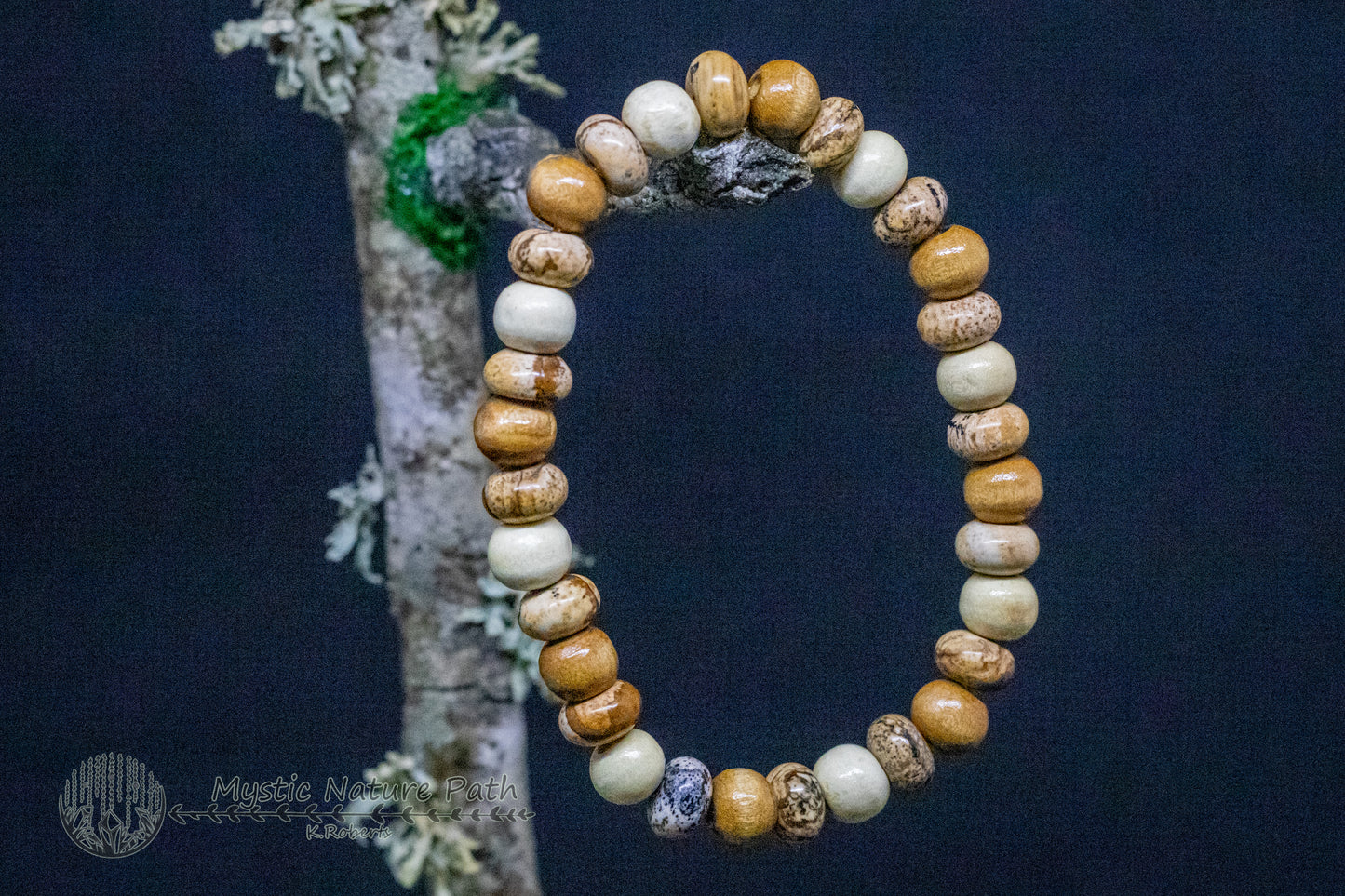 Picture Jasper and Wood Elastic Bracelet