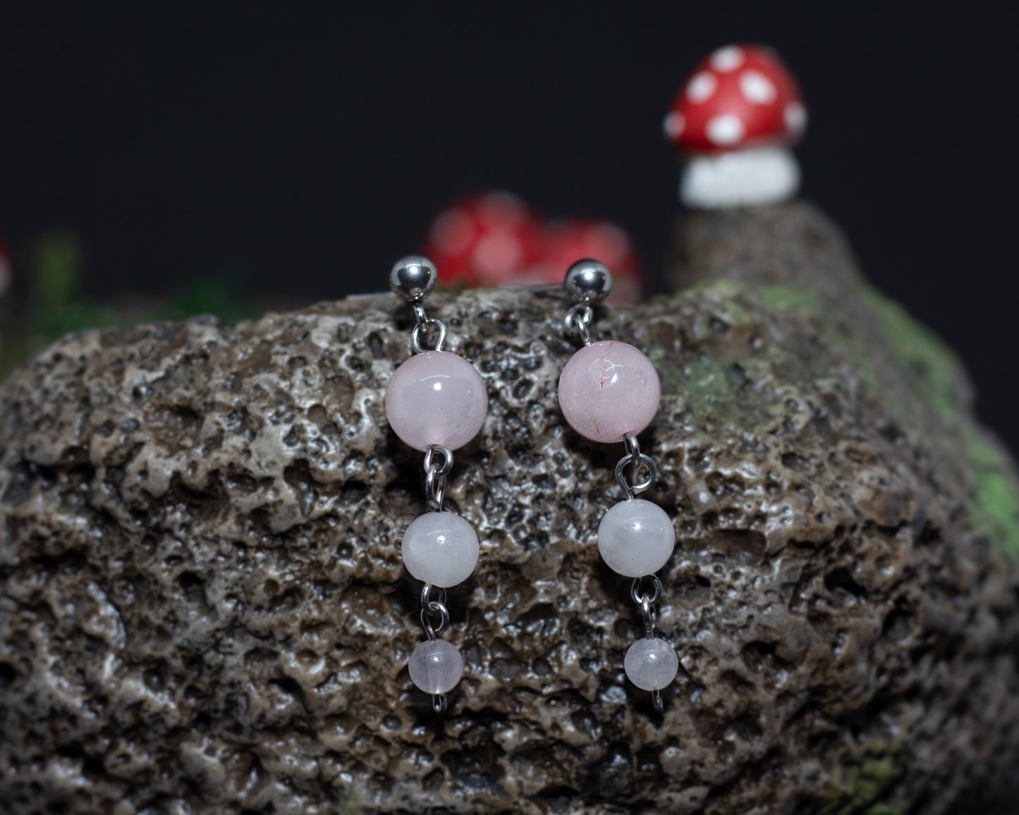 Rose Quartz Dangly Earrings