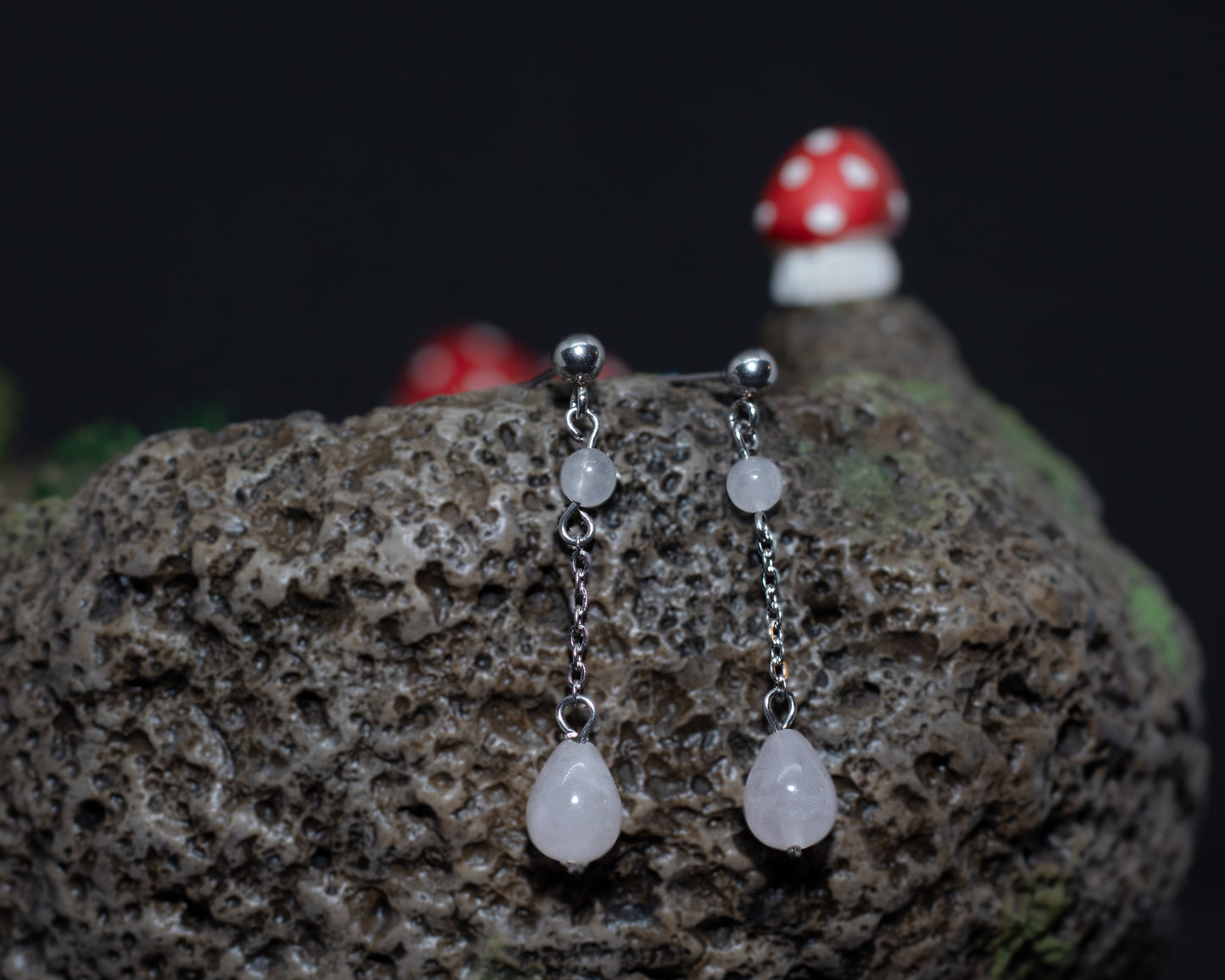 Rose Quartz Dangly Earrings