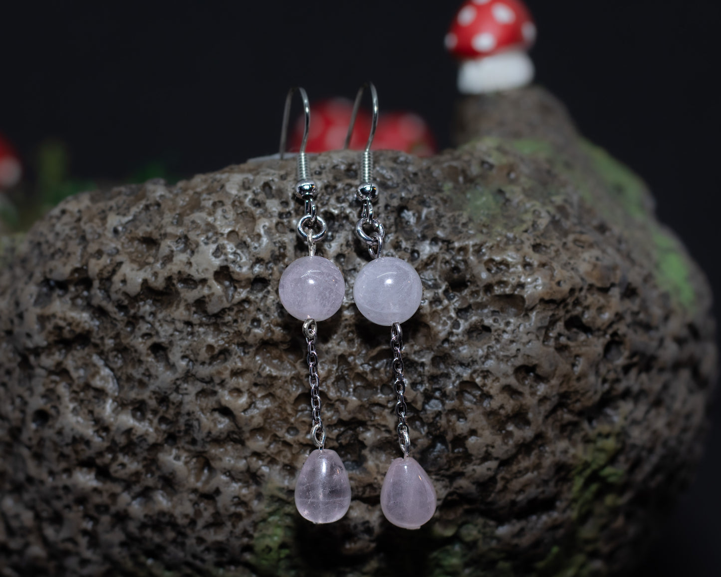 Rose Quartz Dangly Earrings