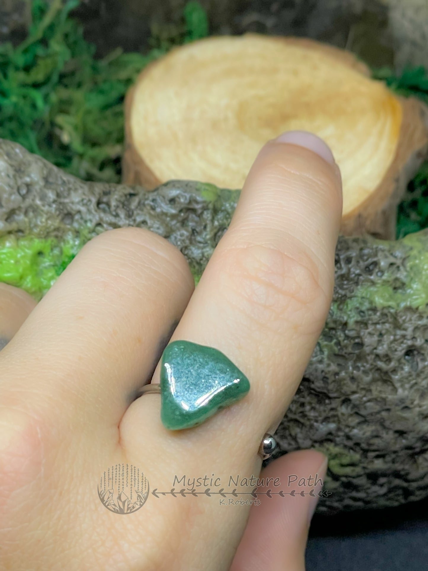 Green Aventurine Side-Wrap Ring