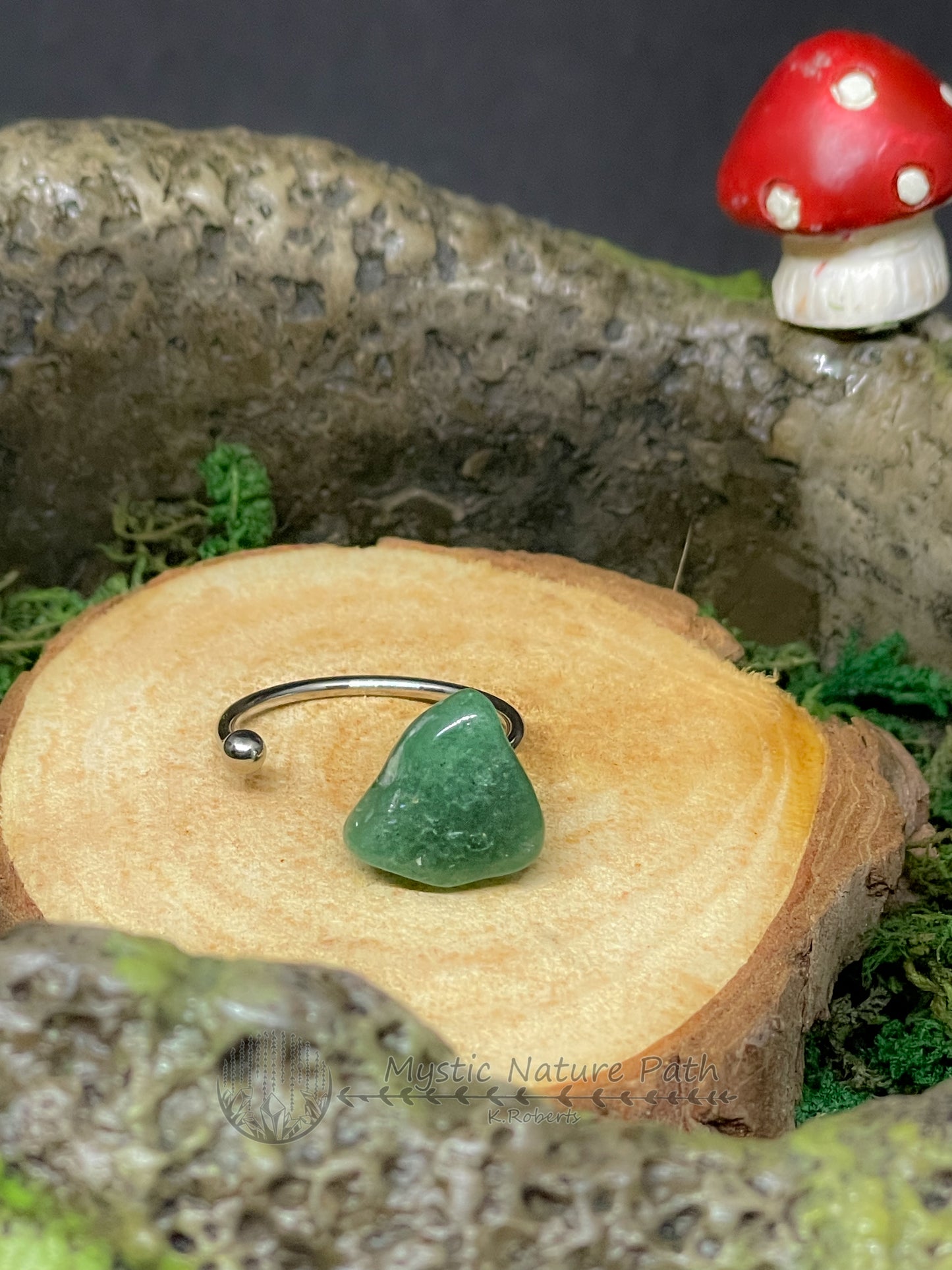 Green Aventurine Side-Wrap Ring